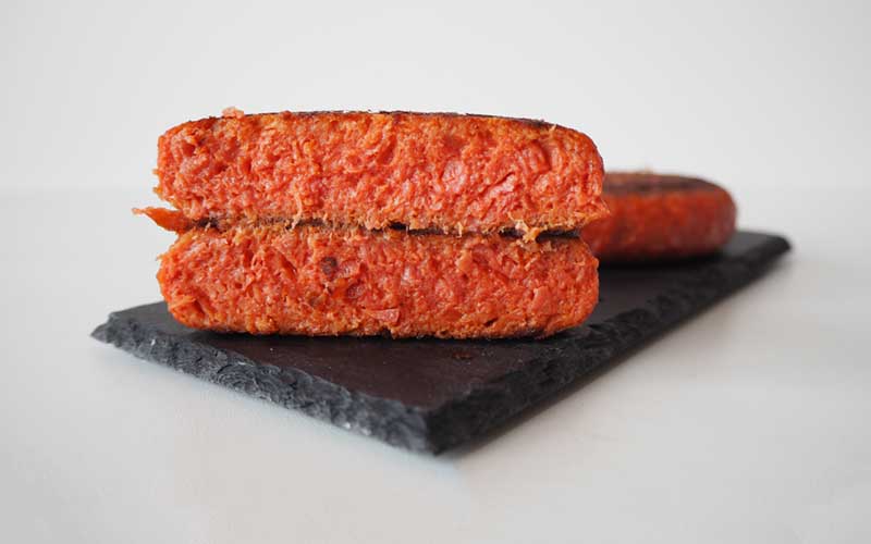 Hamburguesa vegana de Aldi cortada